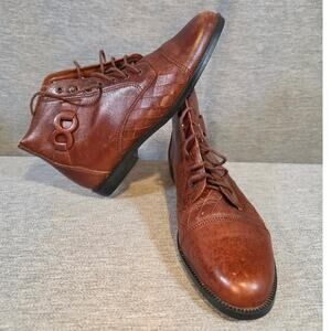 Vintage Womens The Leather Collection Brown Ankle Booties Sz 7 Y2K 90s